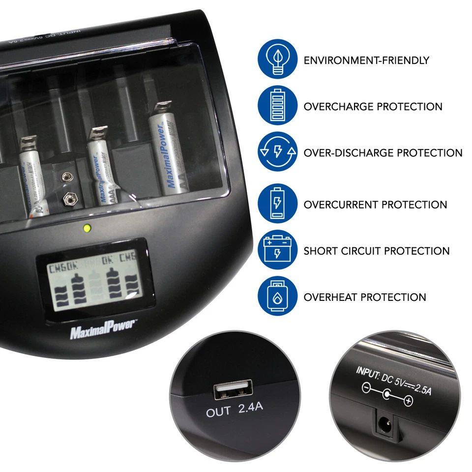 FC999 Mark II Smart Charger Li-ion/Alkaline/NiMh/ AA AAA AAAA C D w/ USB Port - Image 4 of 4