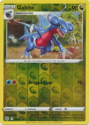 Reverse Holo Gabite 108/172 Brilliant Stars Uncommon Pokemon TCG