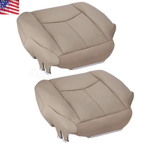 Driver Bottom Seat Cover For 2003-2006 GMC Sierra / Chevy Silverado - Tan Microfiber Leather, 5-Year Warranty