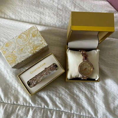 RSE GLD CRY FLWR BR Women's Bracelet Watch Set, Created for Macy's
