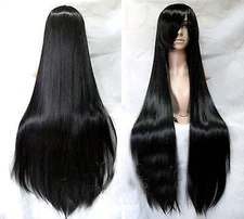 100cm Cosplay Wigs New Long Black Cosplay Straight Party Wig