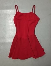 Adult women Ballet class costume red leotard attached skirt outfit