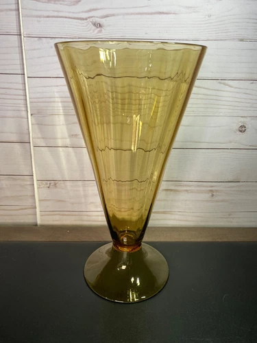 Steuben Art Glass Carder Era 12” High Vase Optic Amber Color Form 6034