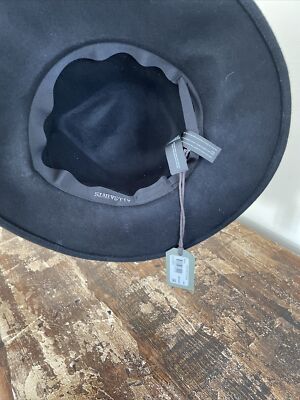 All Saints Long Brim Rivet Logo Wool Western Fedora NWT Black NEW ALLSAINTS Long Brim Fedora With Logo Rivet Wool Black  main image 4