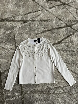 PREMISE Women's XS Cardigan Sweater W/Rhinestone Pearls