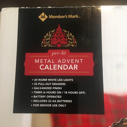 Member's Mark Pre Lit Metal Advent Calendar NEW Sam's Club NIB - Picture 3 of 3