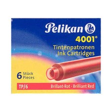 Pelikan Fountain Pen TP/6 Cartridges Brilliant Red 4001 New In Box 301 192