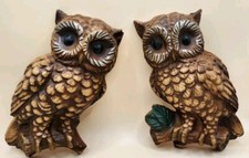 Vtg MCM Owls Wall Hangings Foam Grannycore Set Of 2