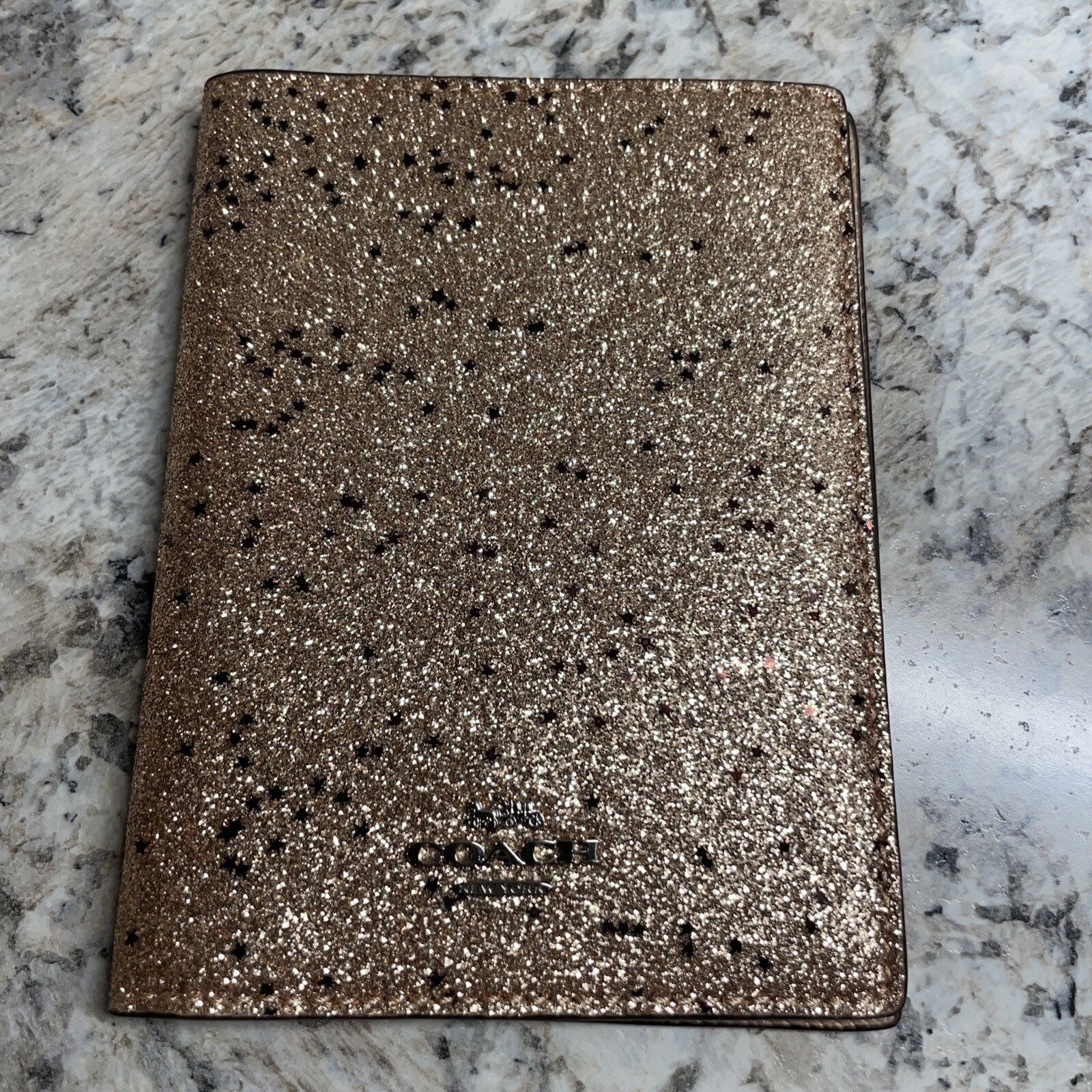 Coach F38644 Passport Case Luggage Tag Travel Set Leather Glitter 