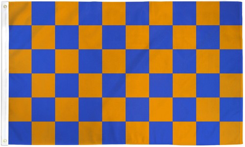 Blue & Orange Checkered Flag 3x5 Racing Flag Blue & Orange Nascar Finish Line - 第 1/2 張圖片