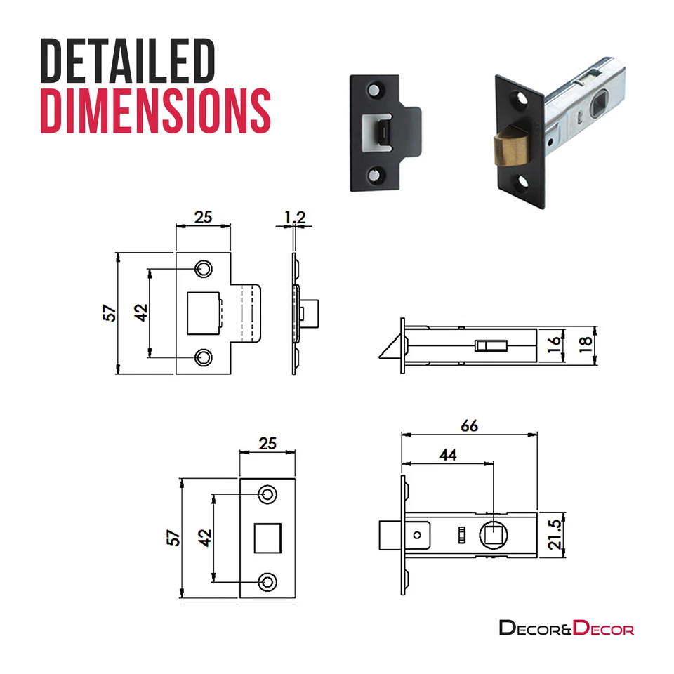 Square Rose Black Internal Door Lever Handle Pack Latch Sash Bathroom Lock Kit - Image 4 of 4