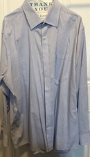 MICHAEL KORS: LN Mens Size 17.5 34-35 ; Blue Check Long Sleeve Dress Shirt