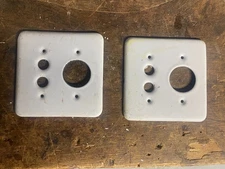 OLD HARDWARE: Vintage Porcelainized Push Button Outlet Wall Switch Covers - Two