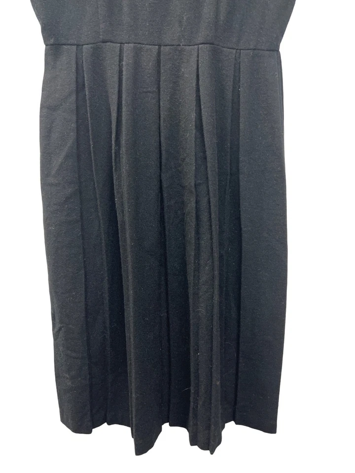 Винтажный 50-х черный шерсти линия плиссированные платье - Изображение 4 из 4