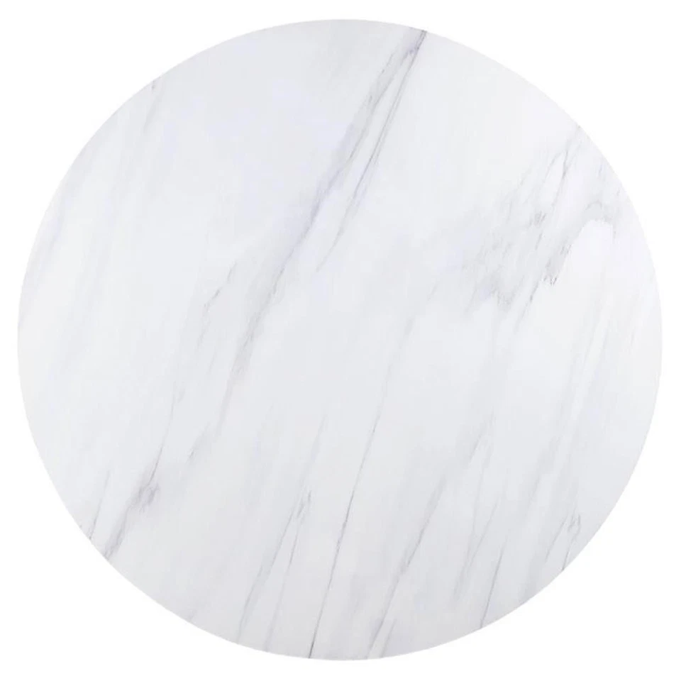 Mesa de comedor redonda ACME Gerardo con tapa de mármol en blanco y café espresso desgastado Foto 3 de 4