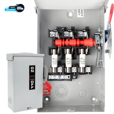 60 Amp Disconnect Box 3 Pole Fusible Safety Switch 110/240V Heavy Duty Metal