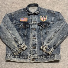VTG Levis Denim Jacket MEN  s M Acid Wash Blue 90s Custom Patches 70507-0227