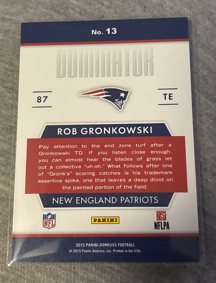 2015 Donruss Dominator Rob Gronkowski Insert /999 - Image 2 of 2