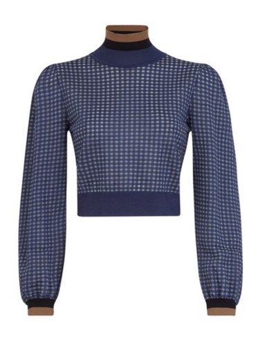 FENDI Gingham Turtleneck Silk Knit Sweater Size 40/AU8/US4 FW2021 Excellent Cond