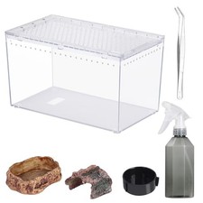 Reptile Terrarium Starter Kit with Hiding Cave, Feeding Tweezers, Bowl for