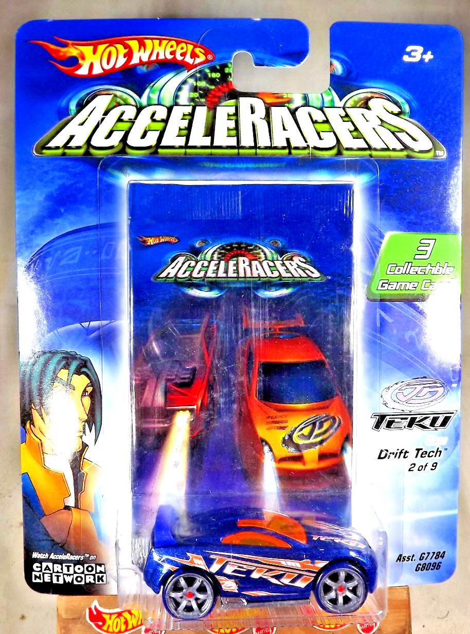2004 Hot Wheel AcceleRacers 2/9 Teku DRIFT TECH Blue w/Blue Wheels Gray A6 Spoke