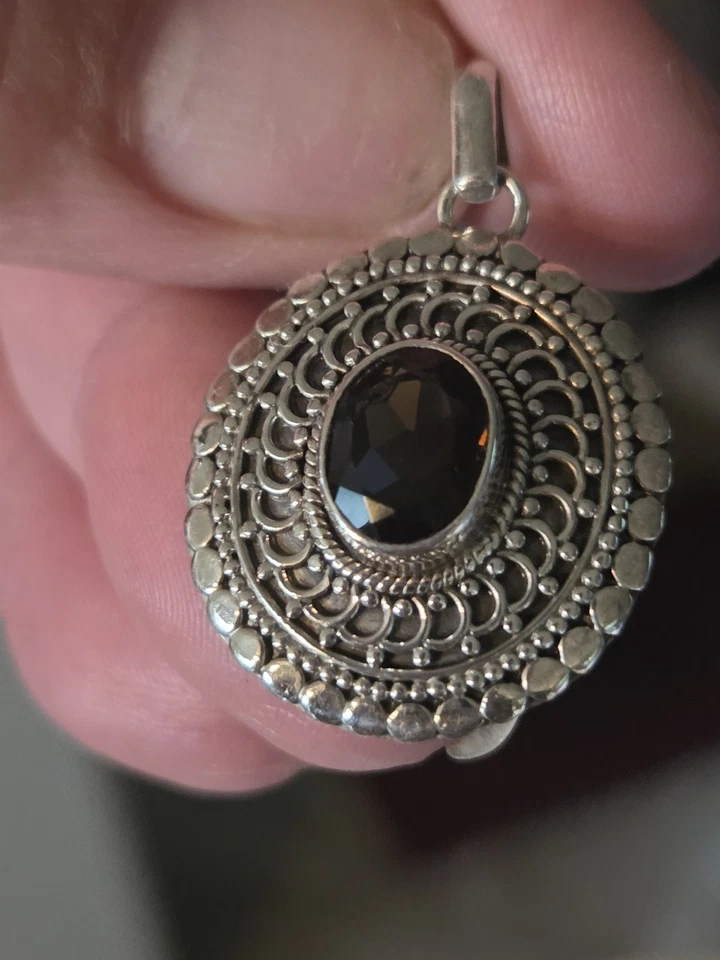Smokey Quartz 925 Sterling Silver Artisan Pendant  - Image 2 of 4