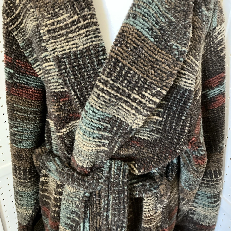 Bata Larga Woolrich Navajo Patrón Sherpa Pesada Para Mujer L/XL Azteca Suroeste Foto 3 de 4