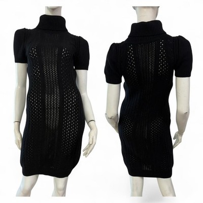 SCERVINO STREET Kleid Sweaterkleid Pullover schwarz perforiert Gr. 44 Wolle Wool