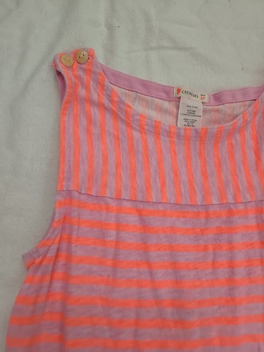 Crewcuts Dress Girls Size 14 Pink Orange Striped Pocketed - Picture 3 of 5