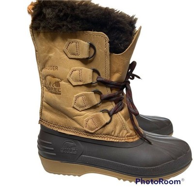 Sorel Badger Waterproof Winter Boots Tan/Brown Size 6