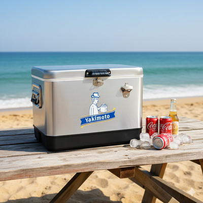 Yakimoto 54QT Metal Ice Chest Stainless Steel Cooler for Beach Party & Camping
