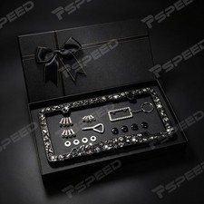 Bling License Plate Frame Black Rhinestone Crystal Diamond Front Rear-gift Box Bling License Plate Frame Black Rhinestone Crystal Diamond Front Rear-gift Box