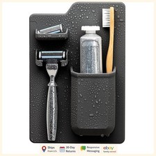 Silicone Toothbrush and Razor Holder for Shower, Bathroom Organizer in Charcoal
