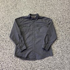 Wrangler Mens Polyester Utility Button Down Shirt Green Grey Size XL