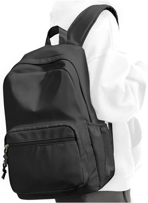 Schwarz Schulrucksack Teenager Mädchen Jungen, Rucksack Damen Herren Laptop 