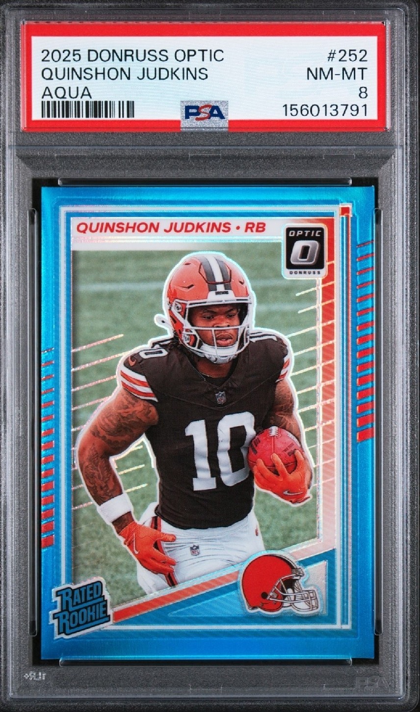 2025 PANINI DONRUSS OPTIC | AQUA -  QUINSHON JUDKINS 252 - PSA 8 - BROWNS