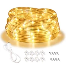 LED Rope Lights, 16ft Warm White Strip Lights, Connectable and Flexible Tape ...