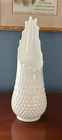 VINTAGE FENTON MILK GLASS HOBNAIL FAT SWUNG VASE 13.5" H 7" MOUTH 16 FINGERS EC