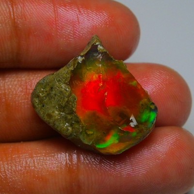 Ethiopian Oil Opal Specimen  20.45  cts Natural Rough Gemstone - Fire Opal Roug