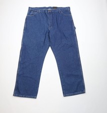 Deadstock Vintage Y2K Dickies Mens 42x30 Spell Out Wide Leg Dungaree Jeans Blue