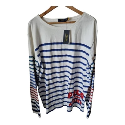 Polo Ralph Lauren Sz L Classic Fit Striped Nautical Themed Jersey T Shirt Bnwt - Image 1 of 4