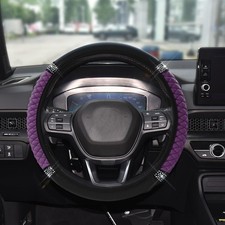 Bling Soft Leather Steering Wheel Cover 15 Inch Colorful Rhinestones Auto El... Bling Soft Leather Steering Wheel Cover 15 Inch Colorful Rhinestones Auto El...