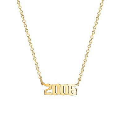 Birthday Year Necklace, 18K Gold Plated Stainless Steel Birth Year 2006 Number P