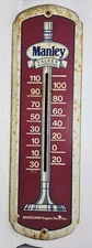 MANLEY VALVES Thermometer Sign SAFEGUARD Engine Parts Advertisement Metal READ