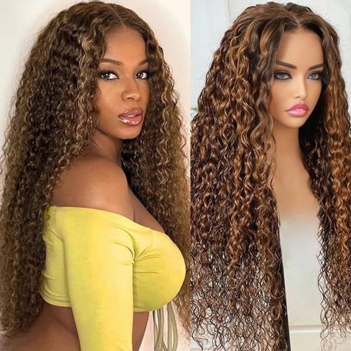 Highlight Wig Human Hair 20Inch 13x4 Water Wave Lace Frontal Honey Blonde