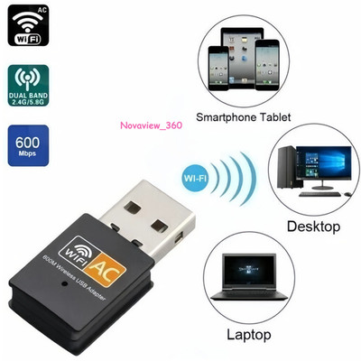 Dual Band 600Mbps USB WiFi Wireless Adapter Network Card 2.4/5GHz 802.11 AC