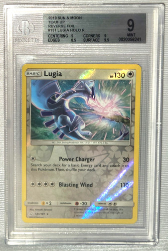 2019 Pokemon TCG Lugia 131/181 Rare Team Up Reverse Holo BGS 9 MINT