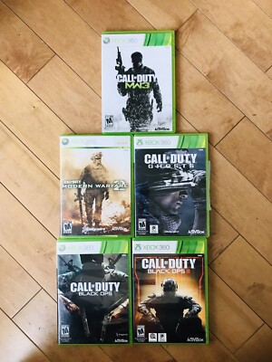 XBOX 360 Call of Duty Game Bundle: Ghosts MWF 2, 3 Black Ops 1, 3