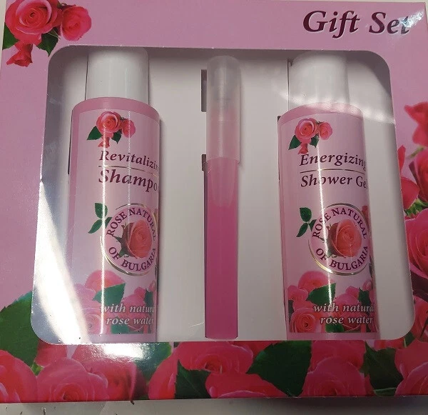BULFRESH Geschenkset rose Natural of Bulgaria ( Duschgel, Parfume, Shampoo)