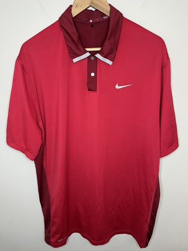 Nike Tiger Woods Collection Golf Polo Men’s Size L Red Tiger Sunday Red Snap Up